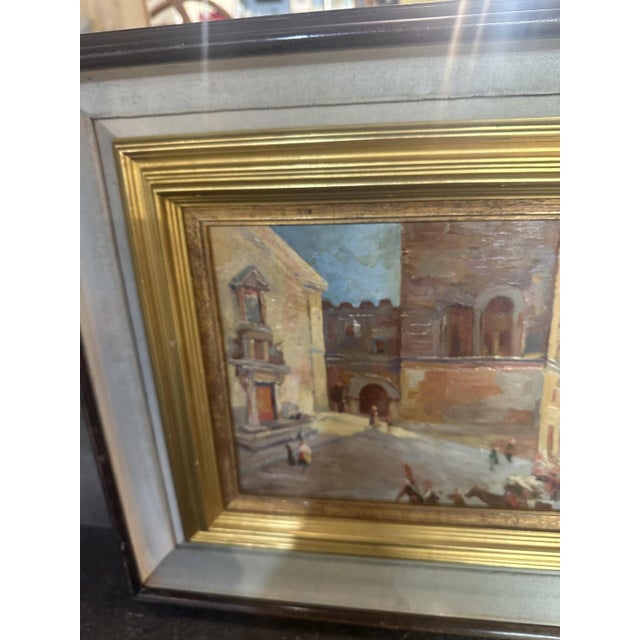 Glimpse of Palazzo Corvaja in Taormina, 1920s, Oil on Wooden Panel For Sale - Image 6 of 8