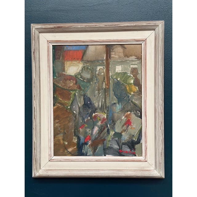Sven Fritiof Teodor Grandin, City Motif with People, 1960s, Oil Painting on Canvas, Framed For Sale - Image 12 of 12
