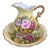 Vintage Hand-Painted Japanese Porcelain Pitcher & Basin Set With Gilt Scroll Handle – Yellow Rose Motif For Sale