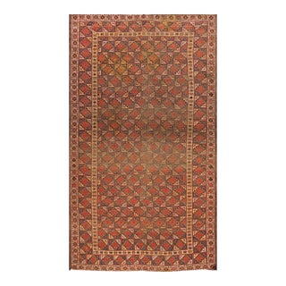 Wonderful Red Color With Rhombus Geometric Design Antique Asian Ersari Beshir Rug For Sale