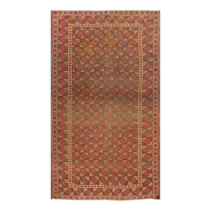 Wonderful Red Color With Rhombus Geometric Design Antique Asian Ersari Beshir Rug