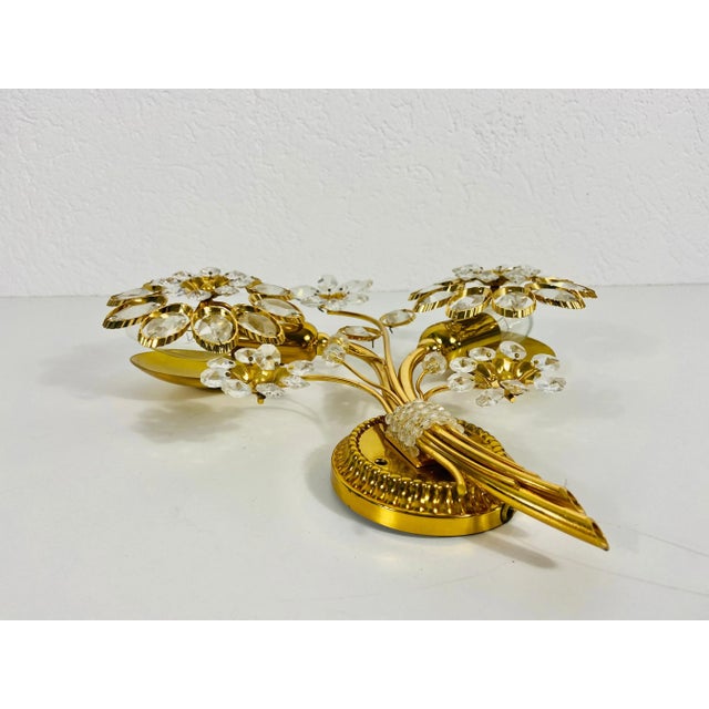 Gold Floral Crystal Glass Sconce from Palwa, Germany, 1960s For Sale - Image 8 of 12