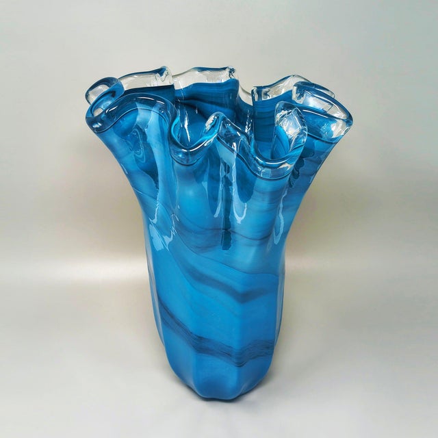 1970s Vintage Fazzoletto Murano Glass Vase by Dogi, Italy, 1970s For Sale - Image 5 of 8