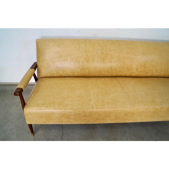Khaki 1950’s Mid-Century Modern Leather Lounge Sofa For Sale - Image 8 of 12