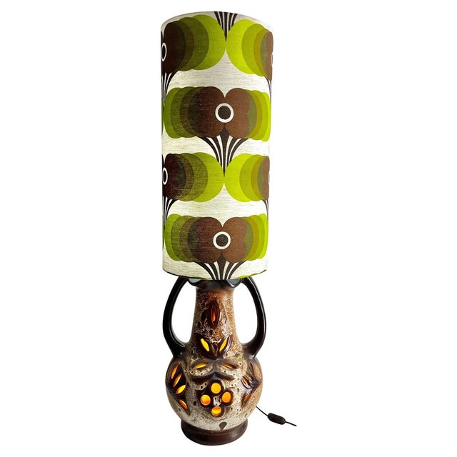 Vintage Fat Lava Floor Lamp in Orange and Brown Drip-Glazes attributed to Walter Gerhards, 1962 For Sale - Image 3 of 11