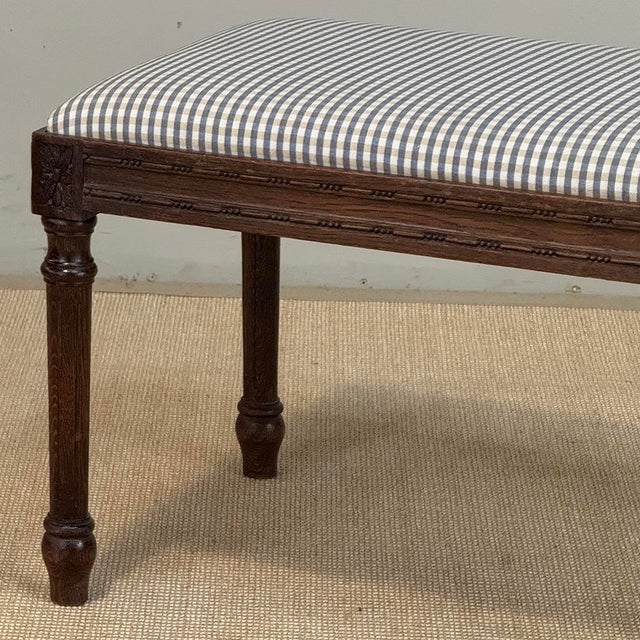 Burnt Umber Antique French Louis XVI Style Walnut Vanity Stool ~ Piano Bench For Sale - Image 8 of 15