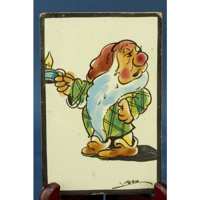 Majolica Tiles with Snow White and the Dwarfs by Leonello Donnini, 1920s, Set of 4 For Sale - Image 15 of 18