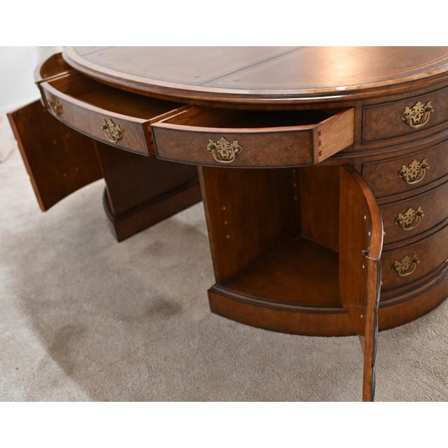 Victorian Oval Partners Desk in Walnut For Sale - Image 12 of 14