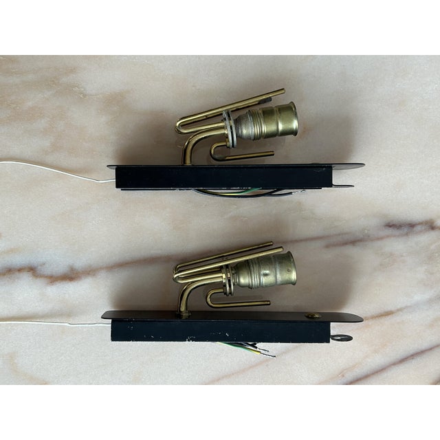 Mid-Century Modern Scandinavian Milk Glass and Brass Wall Lights, Denmark, 1960s, Set of 2 For Sale - Image 16 of 18