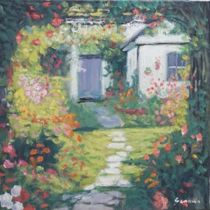 Sean Wu Original Oil Painting of Garden