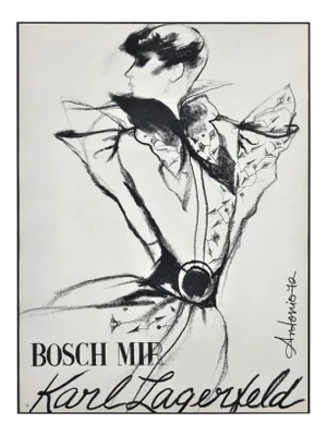 Matted Vintage Karl Lagerfeld Fashion Print by Antonio Lopez