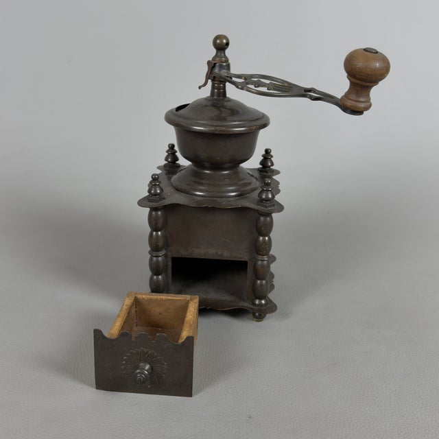 Manual Coffee Grinder in Patinated Metal For Sale - Image 6 of 13