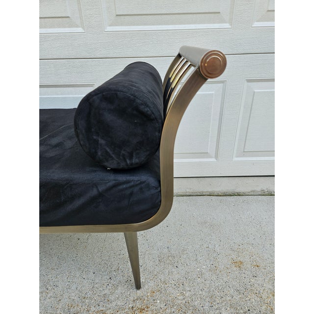 Design Institute America Brushed Nickel Rolled Arm Bench For Sale - Image 10 of 12
