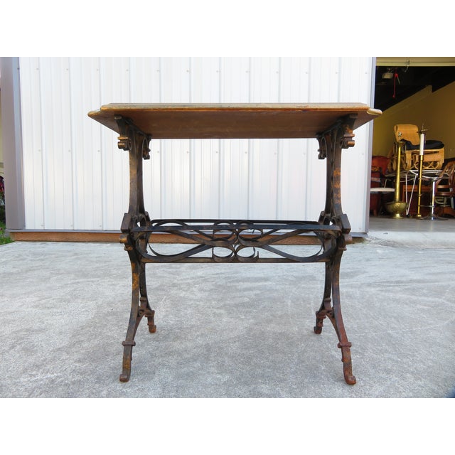 Vintage 1930's Hand Forged Wrought Iron Gilt Side Table ~ Spanish Revival ~ Hollywood Regency ~ French ~Plant Stand For Sale - Image 14 of 18