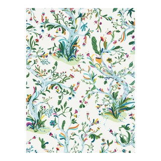 The House of Scalamandré Enchanted Meadow Fabric, Aqua For Sale