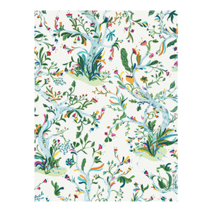 The House of Scalamandré Enchanted Meadow Fabric, Aqua