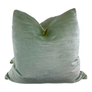 Linen Velvet in Spearmint 22" Pillows-A Pair For Sale