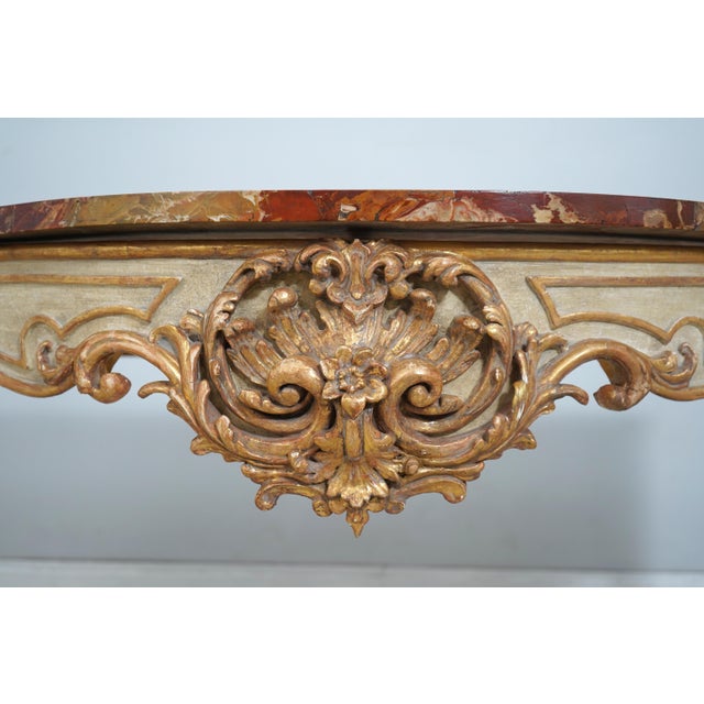 Antique Italian Rococo Marble Top Console Table For Sale - Image 12 of 15