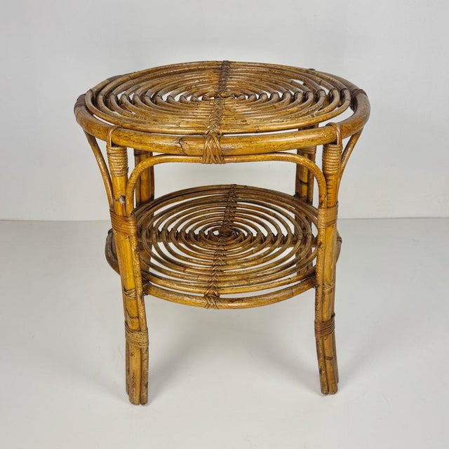 Mid-Century Round Bamboo Coffee Table, Italy, 1960s For Sale - Image 6 of 6