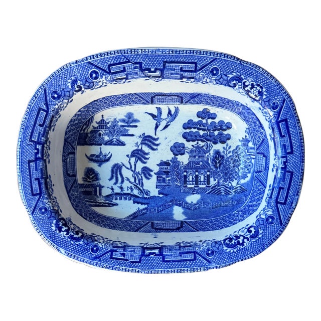 Early 20th Century Ridgeway England Blue Willow Serving Platters For Sale