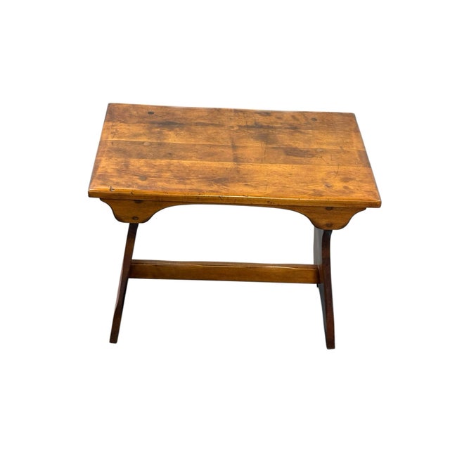 Wood Vintage Vermont Solid Maple Wooden Bench/ Side Table For Sale - Image 7 of 12