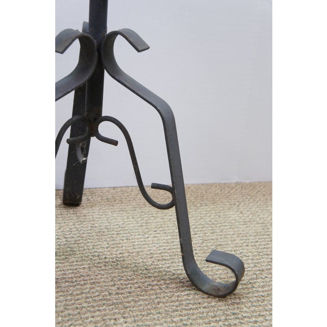 Black Vintage Brutalist Gothic Wrought Iron Plant Stand Scroll Tripod Pot Holder 24" For Sale - Image 8 of 13