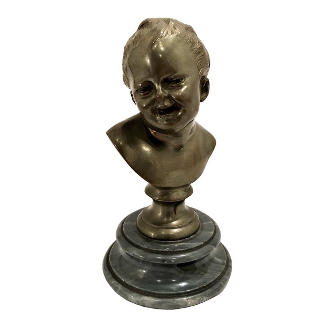 Bronze Pair of Late 19th-Century Bronze Busts After Jean-Antoine Houdon, “John Who Laughs, John Who Cries” For Sale - Image 8 of 14