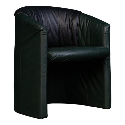 Vintage Black Leather Armchair For Sale