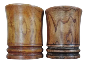 Chinese Art Deco Carved Hardwood Brush Pots - A Pair