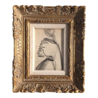 Original Vintage Abstract Charcoal Fashion Study Drawing Vintage Frame-1950's For Sale