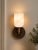 Brass Wall Sconce With Ribbed Natural Alabaster Shade, Modern Bathroom Vanity Lamp, Handcrafted Luxury Wall Lighting For Sale - Image 4 of 10