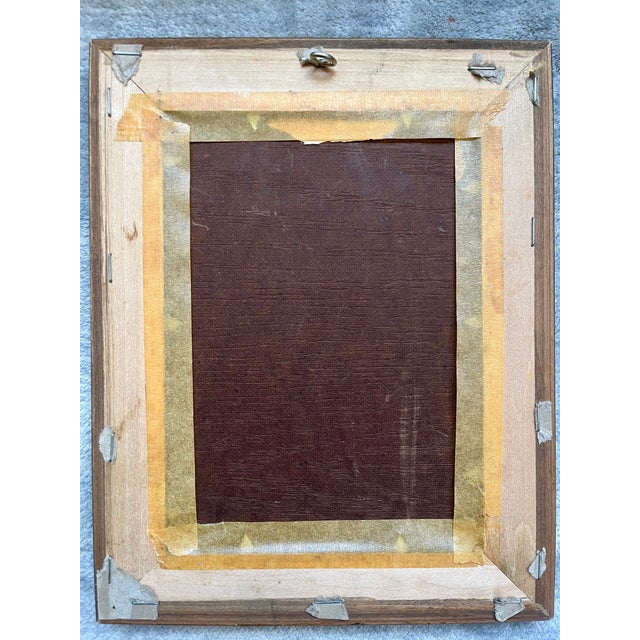 Mid 20th Century Ruth Vamos Signed Folk Art 5x7 Painting of Child With Satchel, Framed For Sale - Image 4 of 4