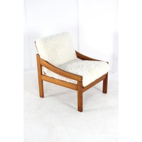 Pine Armchair with Cream Upholstery, 1970s For Sale - Image 14 of 15