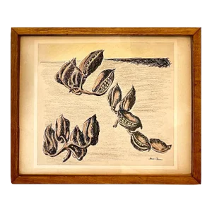 Ben-Zion Weinman, Expressionist Ink, Pastel, Crayon Drawing Jewish American Modernist Ben Zion WPA c.1950's