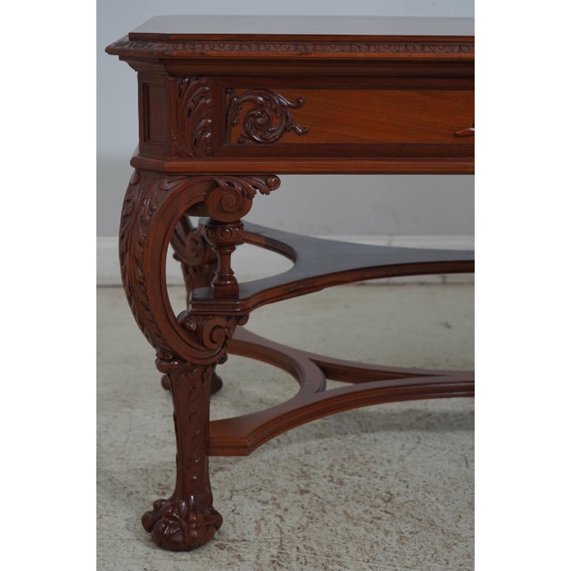 Wood Herter Brothers Victorian Restored Carved Library Desk For Sale - Image 7 of 18