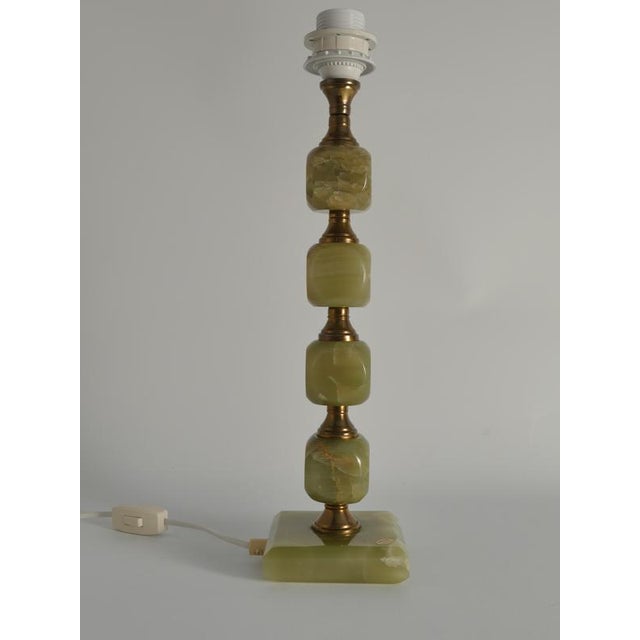 Gemstone Light Green Onyx and Brass Table Lamp by Tornborg & Co., Sweden, 1970s For Sale - Image 7 of 17