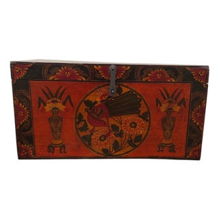Antique Chinese Hand-Painted Storage Box For Sale