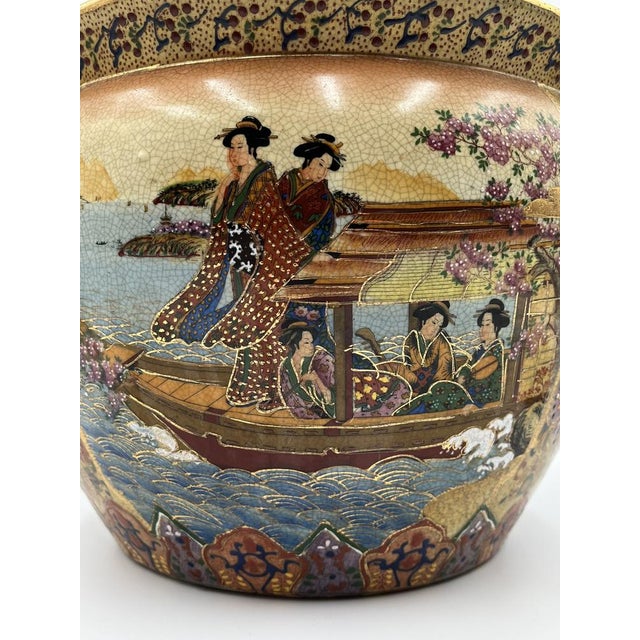 Hand-Painted Satsuma Raku Ceramic Fish Tank, 1890s For Sale - Image 4 of 16