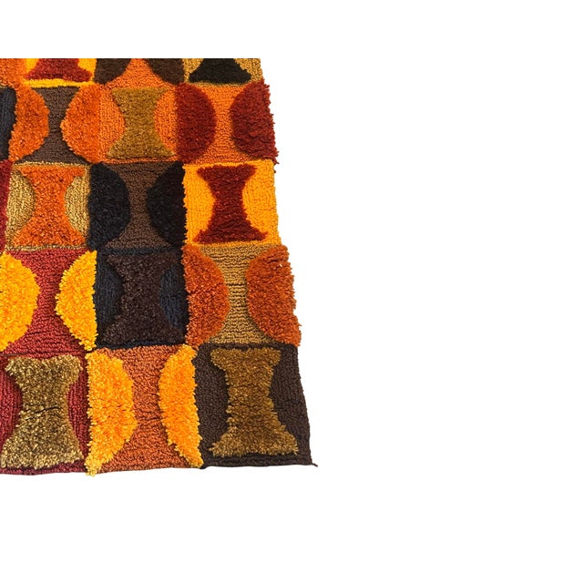 Vintage Mid Century Modern Abstract Wall Art Tapestry Carpet 1960s 1970s For Sale - Image 4 of 5