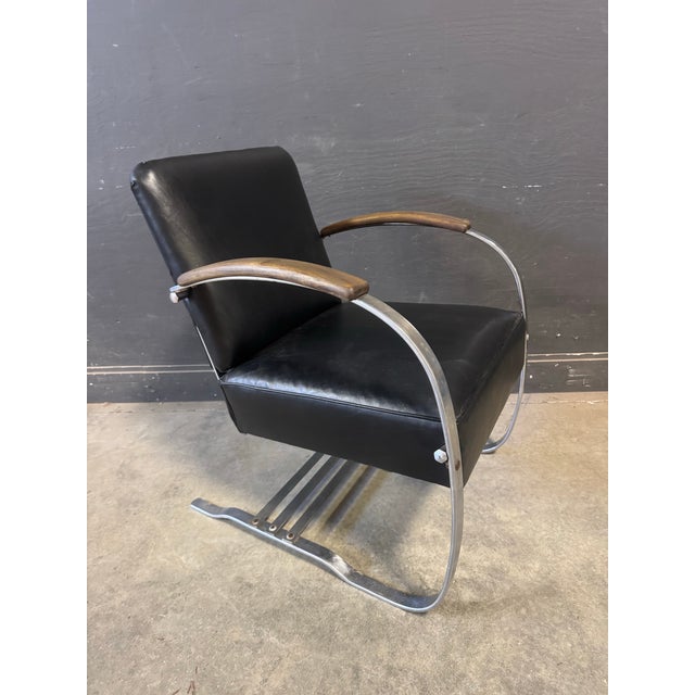 Chrome 1930s Art Deco Leather Springer Rocking Chair by Wolfgang Hoffmann(attr) For Sale - Image 8 of 11