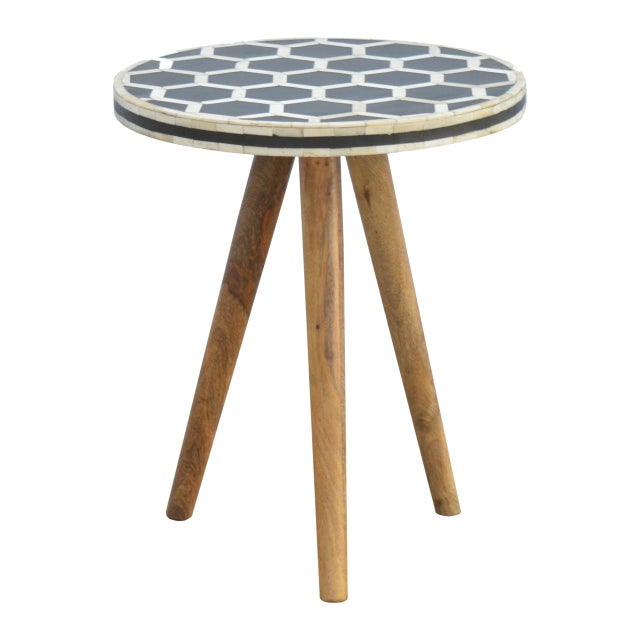 A lightweight yet sturdy accent stool with a hand-inlaid bone top and smooth oak finish. Its tripod frame makes it easy to...
