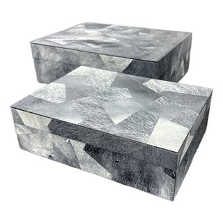 Interlude Home Abstract Gray Decor Boxes, Set of Two For Sale