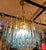 Vintage Gold Rain Chandelier with Handmade Murano Glass Blue Drop, Italy, 1960 For Sale - Image 6 of 13