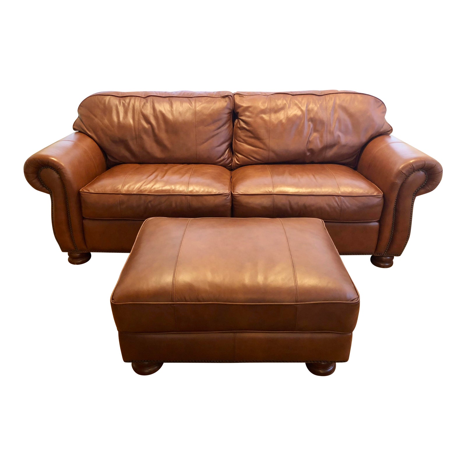 Thomasville Benjamin Brown Leather Sofa Chairish