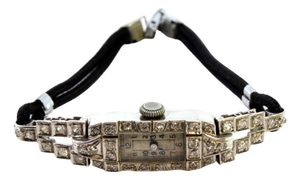 Platinum Watch with Brilliant-Cut Diamonds and Bracelet with Cordonèe