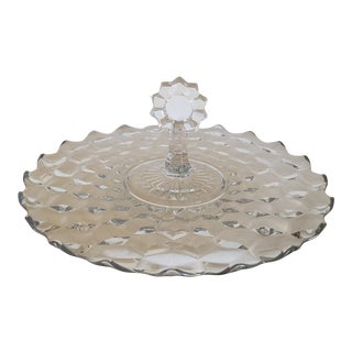 Vintage Cut Glass Serving Tray For Sale