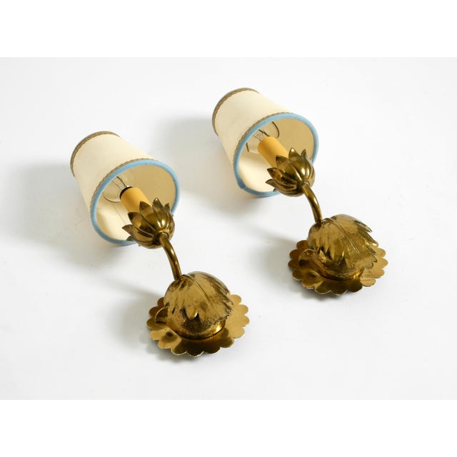 Mid-Century Modern Floral Wall Lamps in Brass, 1950s, Set of 2 For Sale - Image 6 of 18