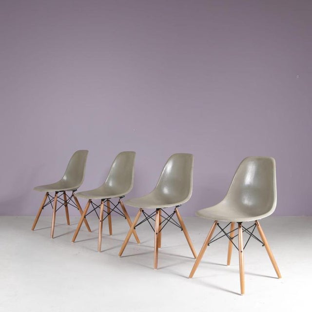 Dining Chairs in Sea Foam Green Fiberglass by Charles & Ray Eames for Herman Miller, USA, 1960s, Set of 4 For Sale - Image 13 of 14
