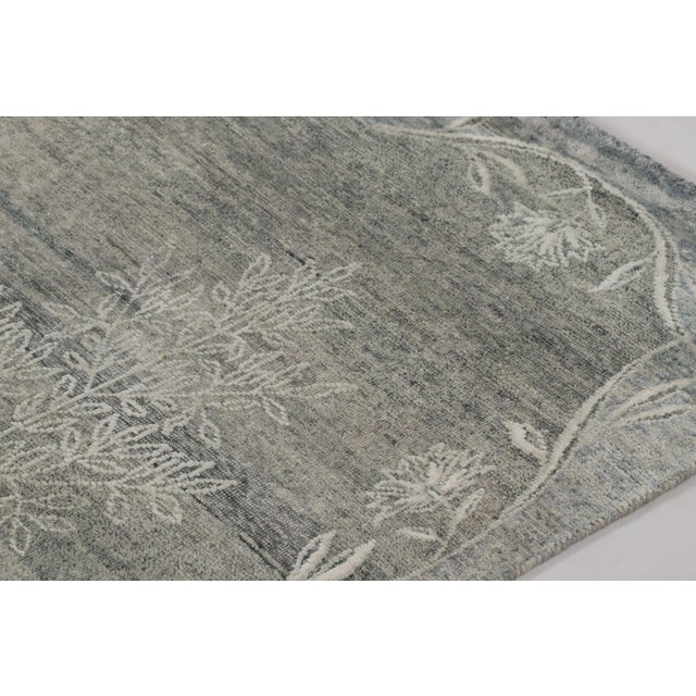 2010s Rug & Kilim’s Block Print Rug With Gray Floral Vases and Vine Border For Sale - Image 5 of 10