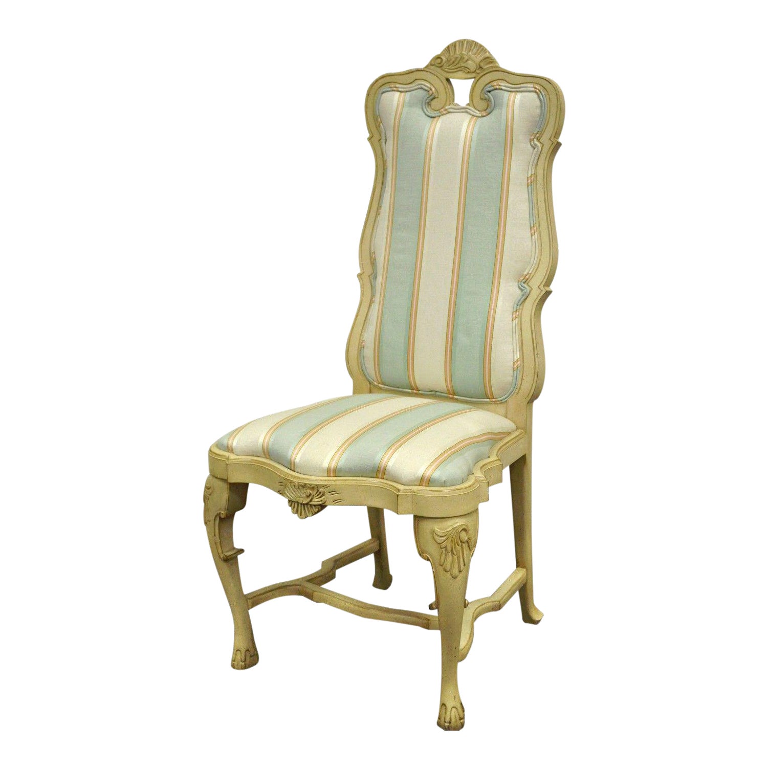 Vintage Swedish Rococo French Style Shell Carved Cream Painted Side ...